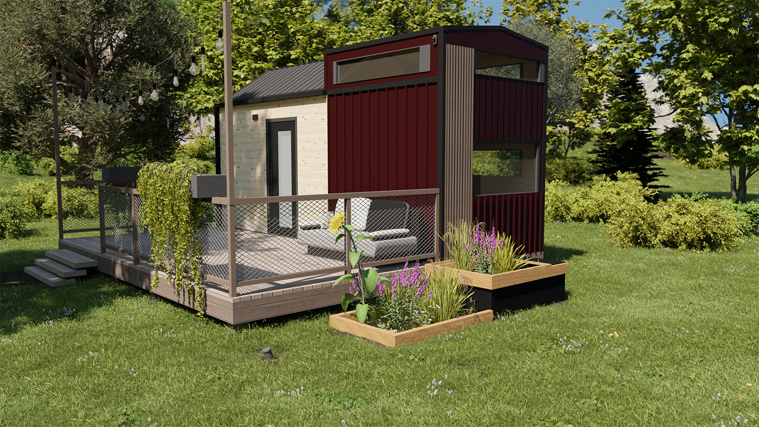 Tiny House mit einer Small Tiny-Hobbits Anlage Modell eines Tiny Houses mit einer Small Tiny-Hobbits Anlage